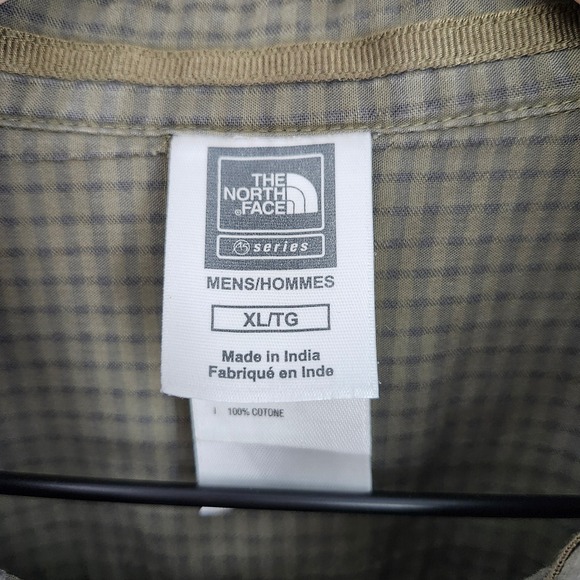 The North Face Plaid Short Sleeve Camp Shirt Mens XL Khaki Green Hiking Outdoor - Picture 5 of 11
